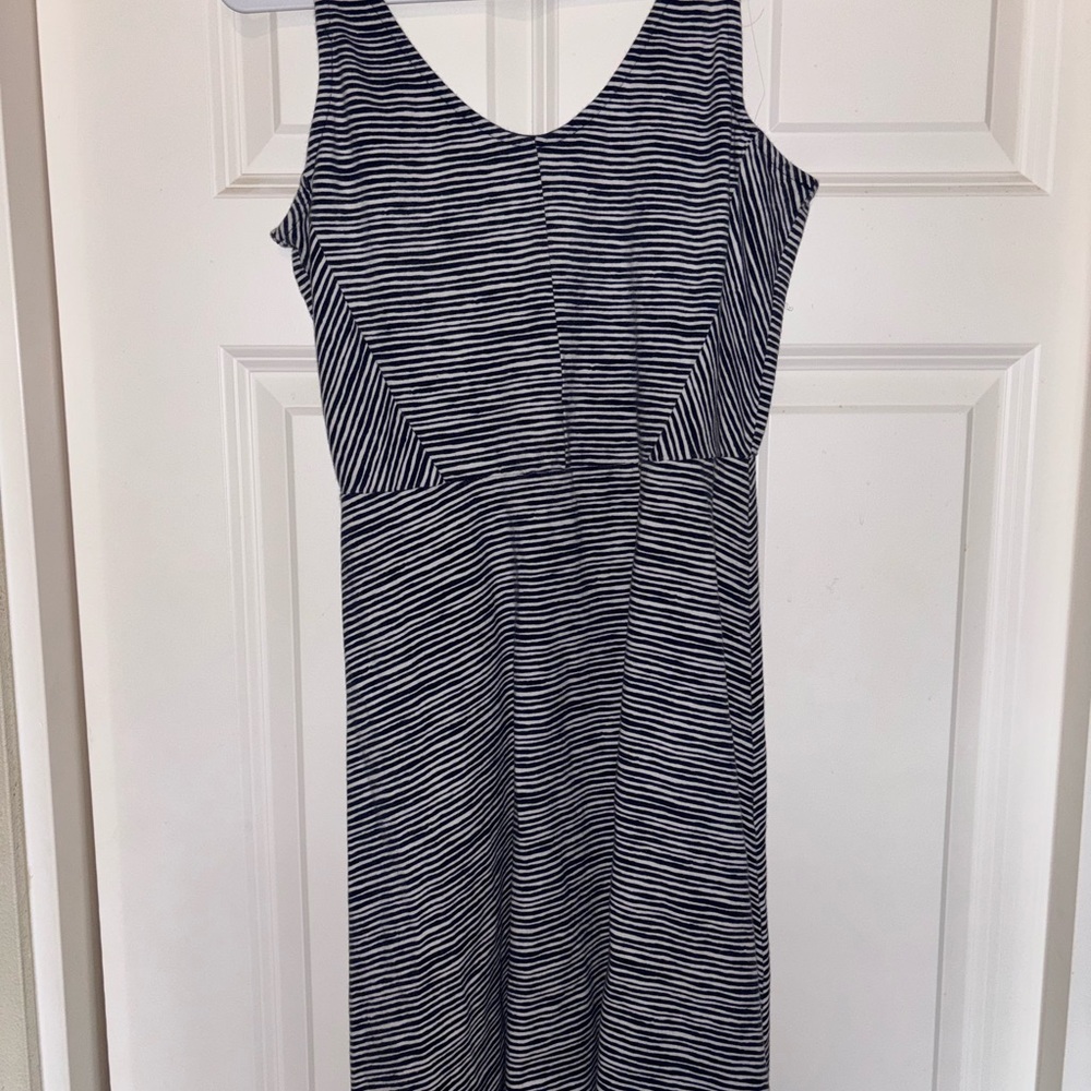 Old Navy Blue and White Striped Midi Dress